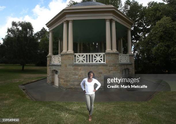 Sloane Stephens of the USA poses on a visit to St. David's Park during day six of the Hobart International at Domain Tennis Centre on January 9, 2013...