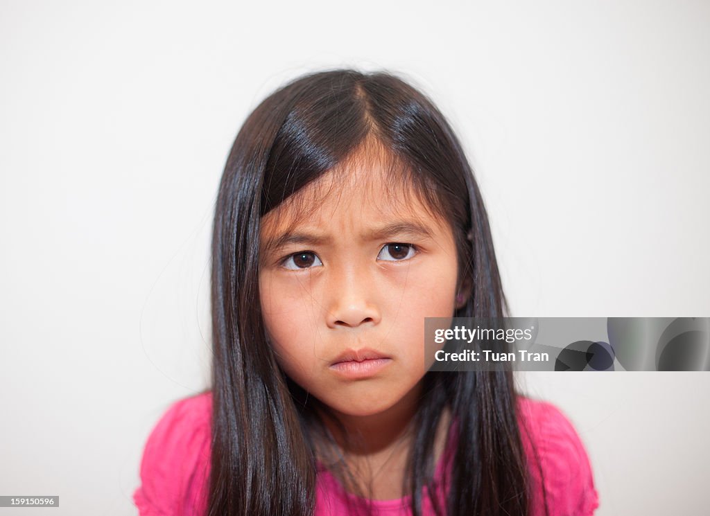 Portrait of young asian girl doing funny faces