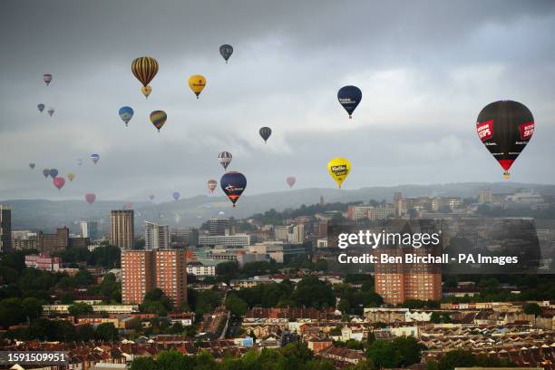 Hot air balloons over Bristol during the mass ascent at the Bristol International Balloon Fiesta 2023. Picture date: Friday August 11, 2023.