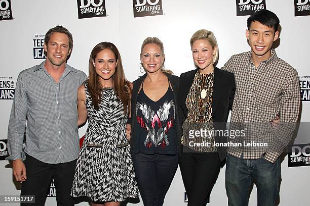 Mike Faiola, Nikki Deloach, Barret Swatek, Desi Lydic and Kelly Sry attend the Aeropostale, Inc. And DoSomething.org's 6th Annual "Teens For Jeans"...