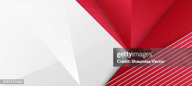 modern red and white abstract background with 3d overlap layer and paper cut art style design - singapore national flag stock illustrations