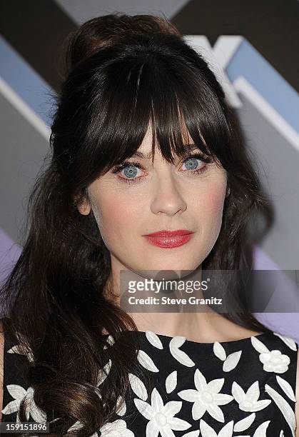 Zooey Deschanel arrives at the 2013 TCA Winter Press Tour - FOX All-Star Party at The Langham Huntington Hotel and Spa on January 8, 2013 in...