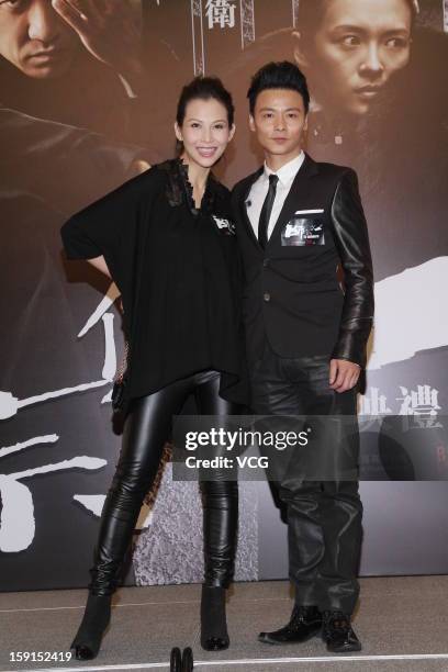 Actor Zhang Jin and actress Ada Choi attend "The Grandmasters" premiere at iSQUARE Shopping Centre on January 8, 2013 in Hong Kong, Hong Kong.