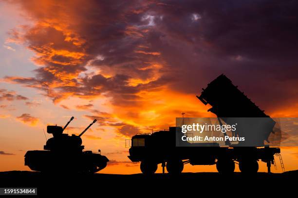 surface-to-air defense missile system and self-propelled anti-aircraft gun - department of defense stock pictures, royalty-free photos & images