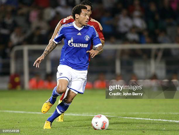 Jermaine Jones of Schalke 04 in action during the friendly game between FC Bayern Munich and FC Schalke 04 at the Al-Sadd Sports Club Stadium on...