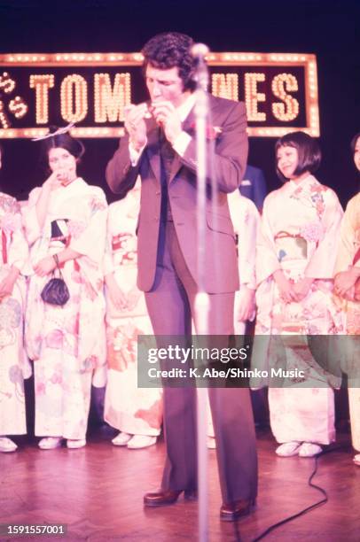 Tom Jones at the press conference, Tokyo, Japan, February 1973.