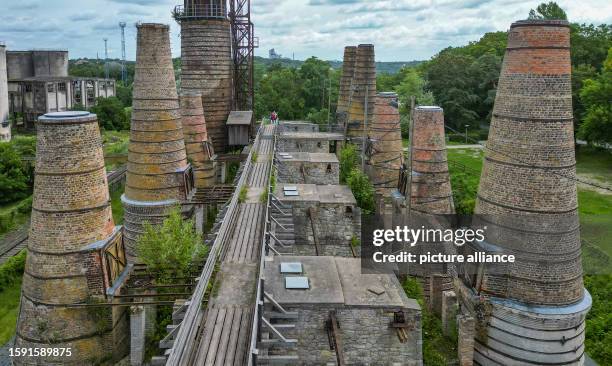 August 2023, Brandenburg, Rüdersdorf: The shaft furnace battery with 18 Rumford furnaces in Museumspark Rüdersdorf . On August 12 the 1st Brandenburg...