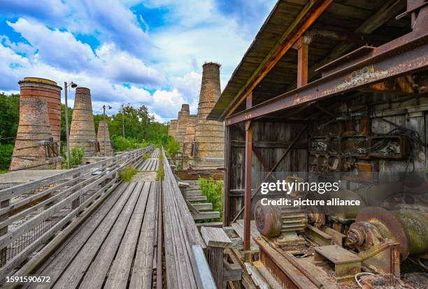 August 2023, Brandenburg, Rüdersdorf: The shaft furnace battery with 18 Rumford furnaces in the Rüdersdorf Museum Park. On August 12 the 1st...