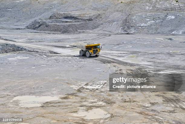 August 2023, Brandenburg, Rüdersdorf: View of the limestone quarry from a vantage point in the Rüdersdorf Museum Park. On August 12 the 1st...