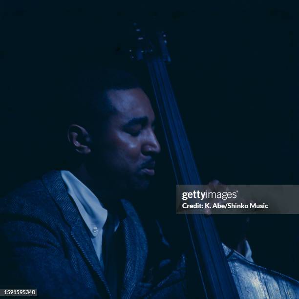 Ray Brown plays the bass at Jam Session, Shinjuku, Tokyo, Japan, 12 November 1964.