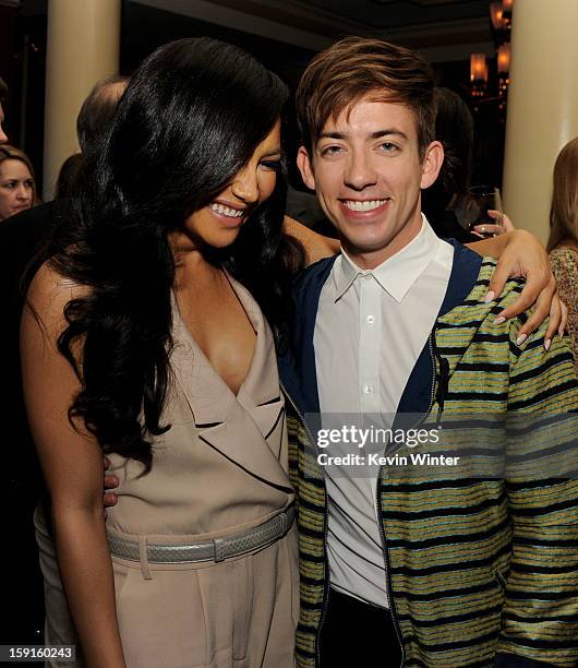 Actors Naya Rivera and Kevin McHale pose at the FOX All-Star Party at The Langham Huntington Hotel on January 8, 2013 in Pasadena, California.