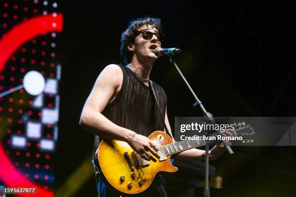 Antonio Bisceglia aka Bleu Smith performs during Giffoni Film Festival at Arena Piazza Fratelli Lumiere on July 29, 2023 in Giffoni Valle Piana,...