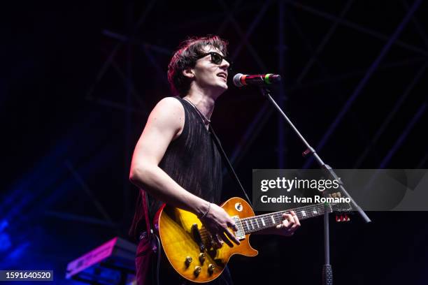 Antonio Bisceglia aka Bleu Smith performs during Giffoni Film Festival at Arena Piazza Fratelli Lumiere on July 29, 2023 in Giffoni Valle Piana,...