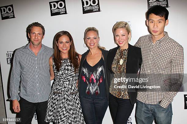 Actors and "Awkward" cast members Mike Failoa, Nikki DeLoach, Barret Swatek, Desi Lydic and Kelly Sry attend DoSomething.org and Aeropostale...