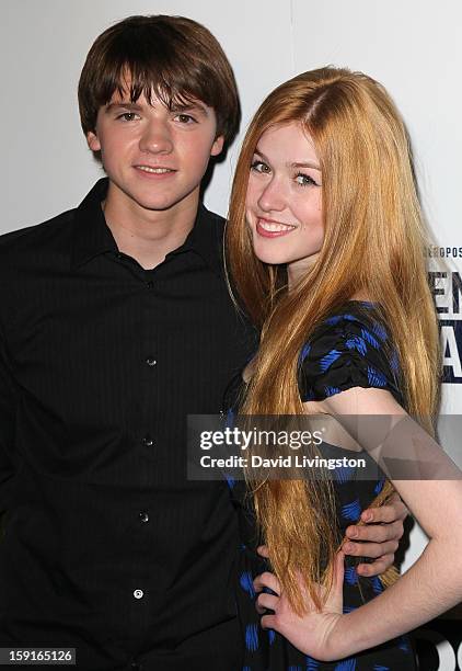 Actors Joel Courtney and Katherine McNamara attend DoSomething.org and Aeropostale celebrating the launch of the 6th Annual "Teens For Jeans"...