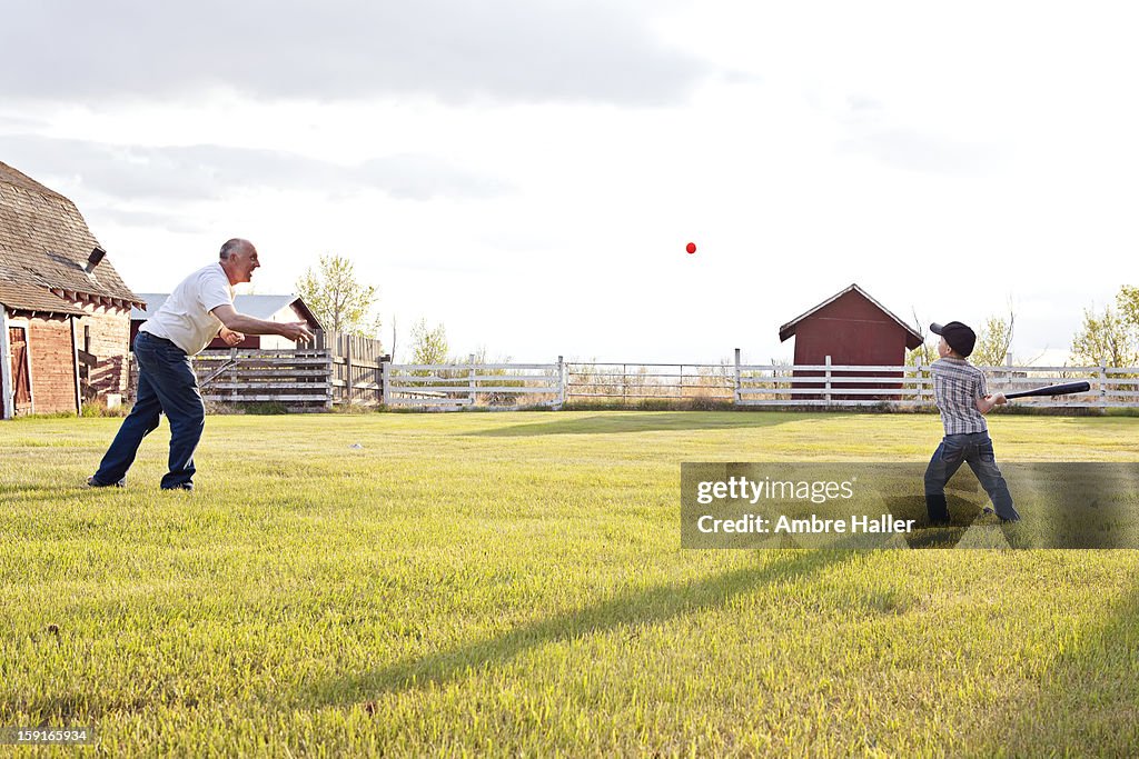 Paying baseball with Grandpa