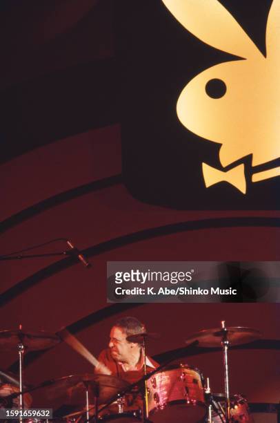 Buddy Rich plays the drums, Playboy Jazz Fest, Hollywood Bowl, Los Angeles, California, United States, June 1980.