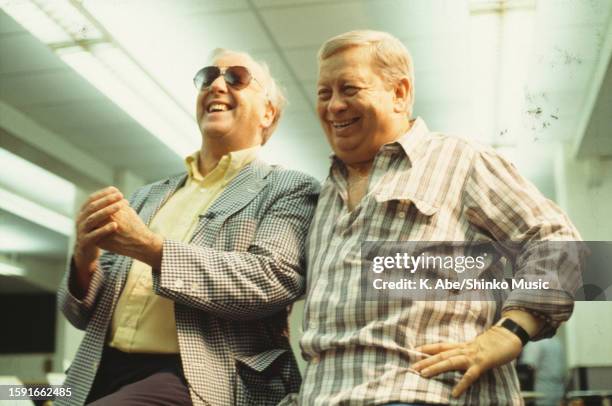 Snap shot of George Shearing and Mel Torme talking together, Local 47, Los Angeles, California, United States, May 1984.