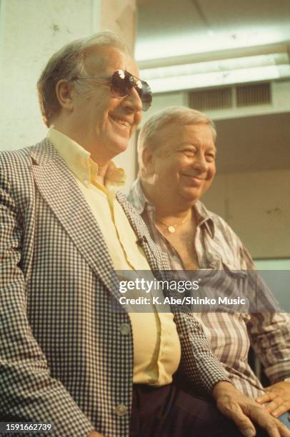 Snap shot of George Shearing and Mel Torme, Local 47, Los Angeles, California, United States, May 1984.