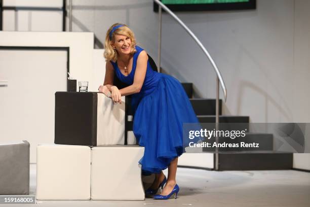 Actress Maria Furtwaengler performs during the 'Geruechte...Geruechte...' photo rehearsal at Komoedie am Kurfuerstendamm Theater on January 9, 2013...