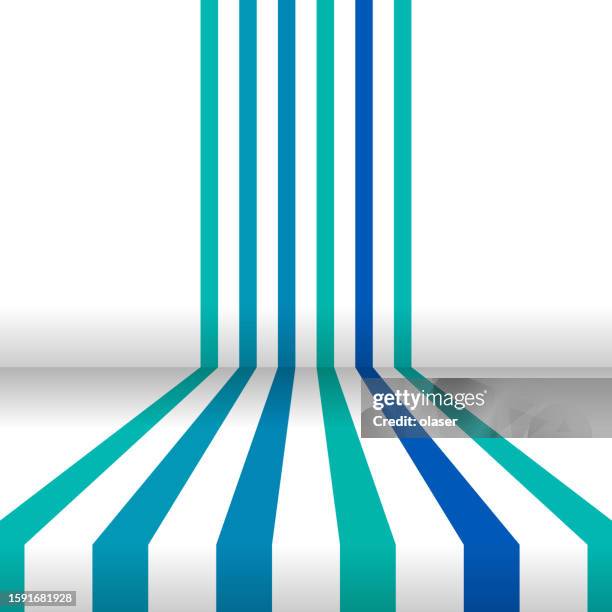 blue - green parallel stripes, passing two corners - wall corner stock illustrations