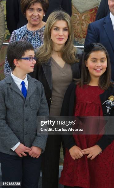 Princess Letizia of Spain attends several audiences at Zarzuela Palace on January 9, 2013 in Madrid, Spain.