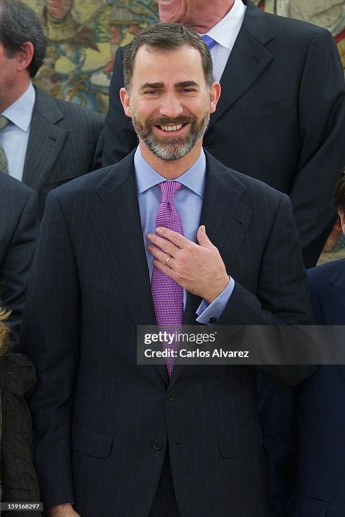 Prince Felipe and Princess Letizia of Spain Attend Audiences at Zarzuela Palace in Madrid