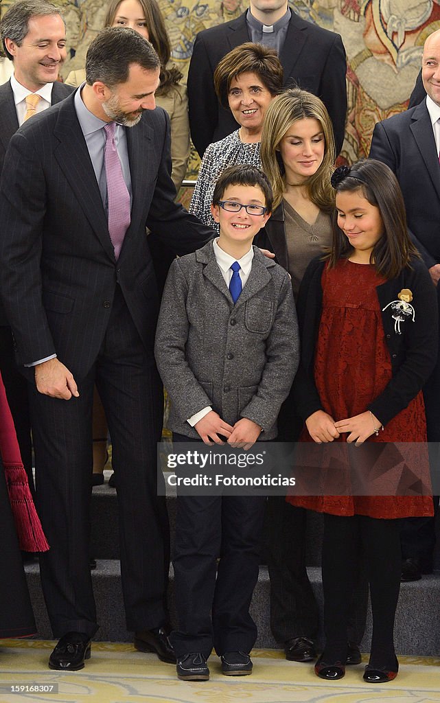 Prince Felipe and Princess Letizia of Spain Attend Audiences at Zarzuela Palace in Madrid