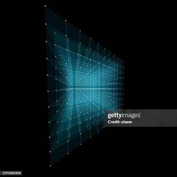 ilustraciones, imágenes clip art, dibujos animados e iconos de stock de forma 3d, infinita en el espacio. con puntos blancos marcando uniones - compuesto digital
