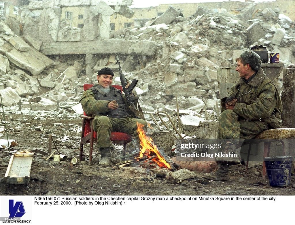 Russian Soldiers at Grozny Checkpoint