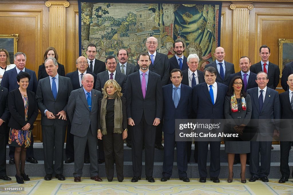 Prince Felipe and Princess Letizia of Spain Attend Audiences at Zarzuela Palace in Madrid