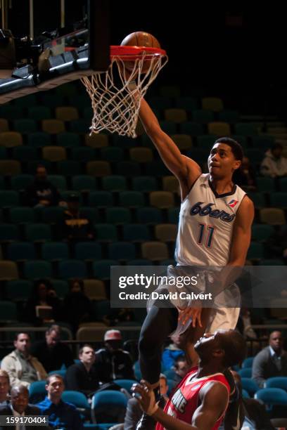 Jeremy Lamb of the Tulsa 66ers dunks the basketball against the Maine Red Claws during the 2013 NBA D-League Showcase on January 7, 2013 at the Reno...