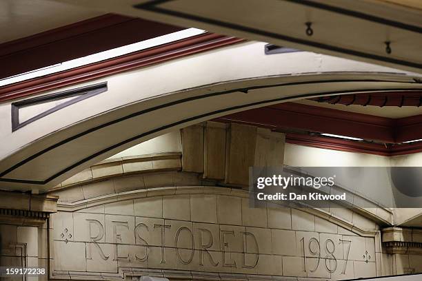 Ageneral view inside Baker Street Underground Station on January 9, 2013 in London, England. Baker Street Station shares the 150th Anniversary of its...