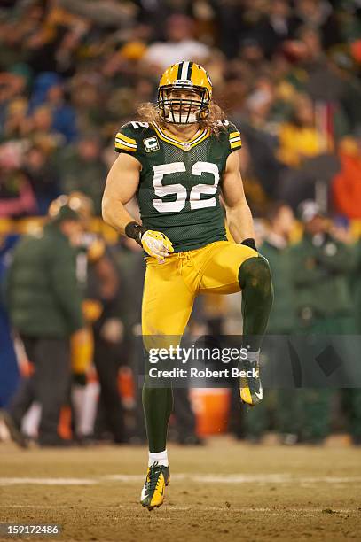 Playoffs: Green Bay Packers Clay Matthews victorious on field during game vs Minnesota Vikings at Lambeau Field. Green Bay, WI 1/5/2013 CREDIT:...