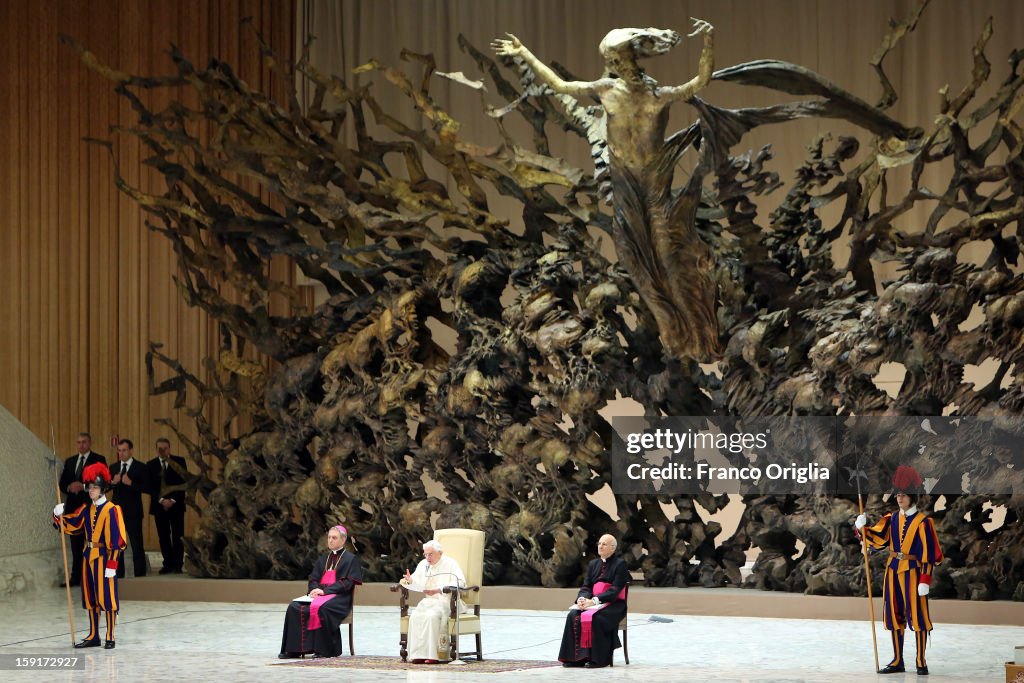 Pope Benedict XVI Attends His Weekly Audience At The Paul VI Hall