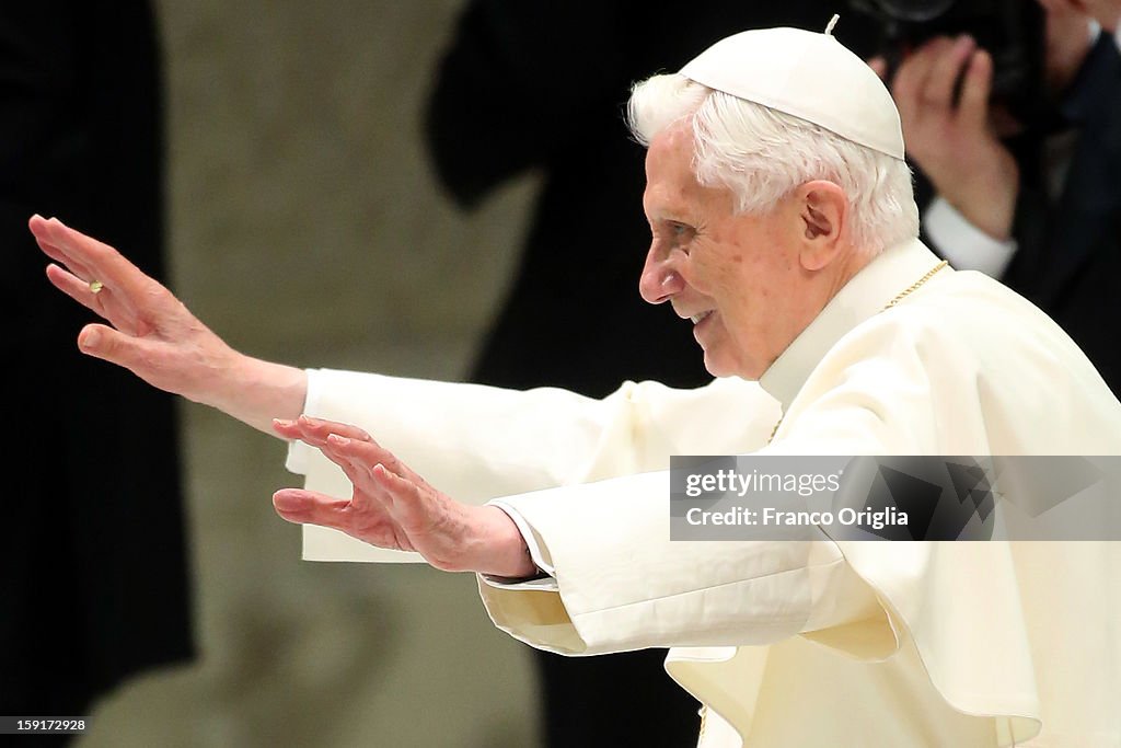 Pope Benedict XVI Attends His Weekly Audience At The Paul VI Hall