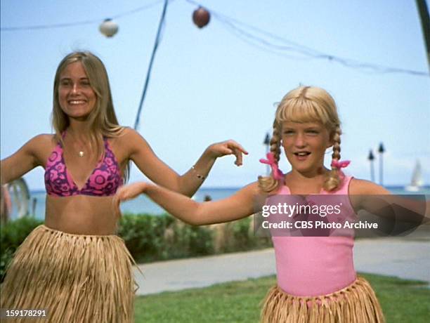 Maureen McCormick as Marcia Brady and Susan Olsen as Cindy Brady in THE BRADY BUNCH episode, "Hawaii Bound." Original air date September 22, 1972....