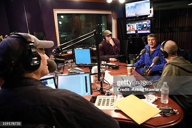 Jimmy "Superfly" Snuka talks with SiriusXM hosts Opie, Anthony Cumia and Jim Norton during "The Opie & Anthony Show" at SiriusXM studios on January...