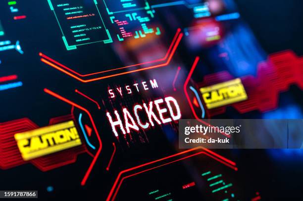 system hacked. internet security concept. futuristic technology background - cyber attack background stock pictures, royalty-free photos & images