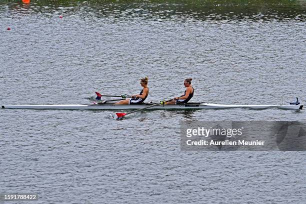 Annika Nelson and Caroline Krantz of The United States Of America compete in the Women's Pair during the World Rowing Under 19 Championships at...
