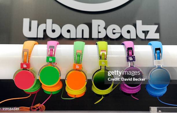 Ombre headphones by Urban Beatz are on display at the 2013 International CES at the Las Vegas Convention Center on January 9, 2013 in Las Vegas,...