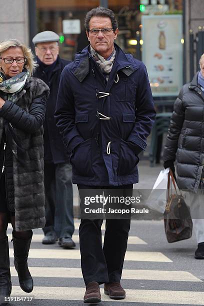 Fabio Capello sighted with his wife Laura Ghisi on January 9, 2013 in Milan, Italy.