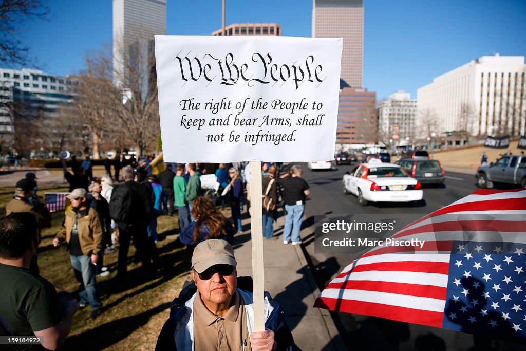 Activists Attend Pro-Gun Rally At Colorado State Capitol