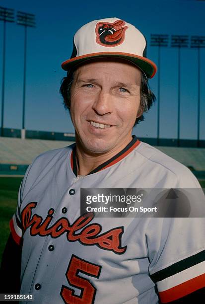 Brooks Robinson of the Baltimore Orioles poses for this photo before a Major League Baseball game circa 1970. Robinson played for the Orioles from...