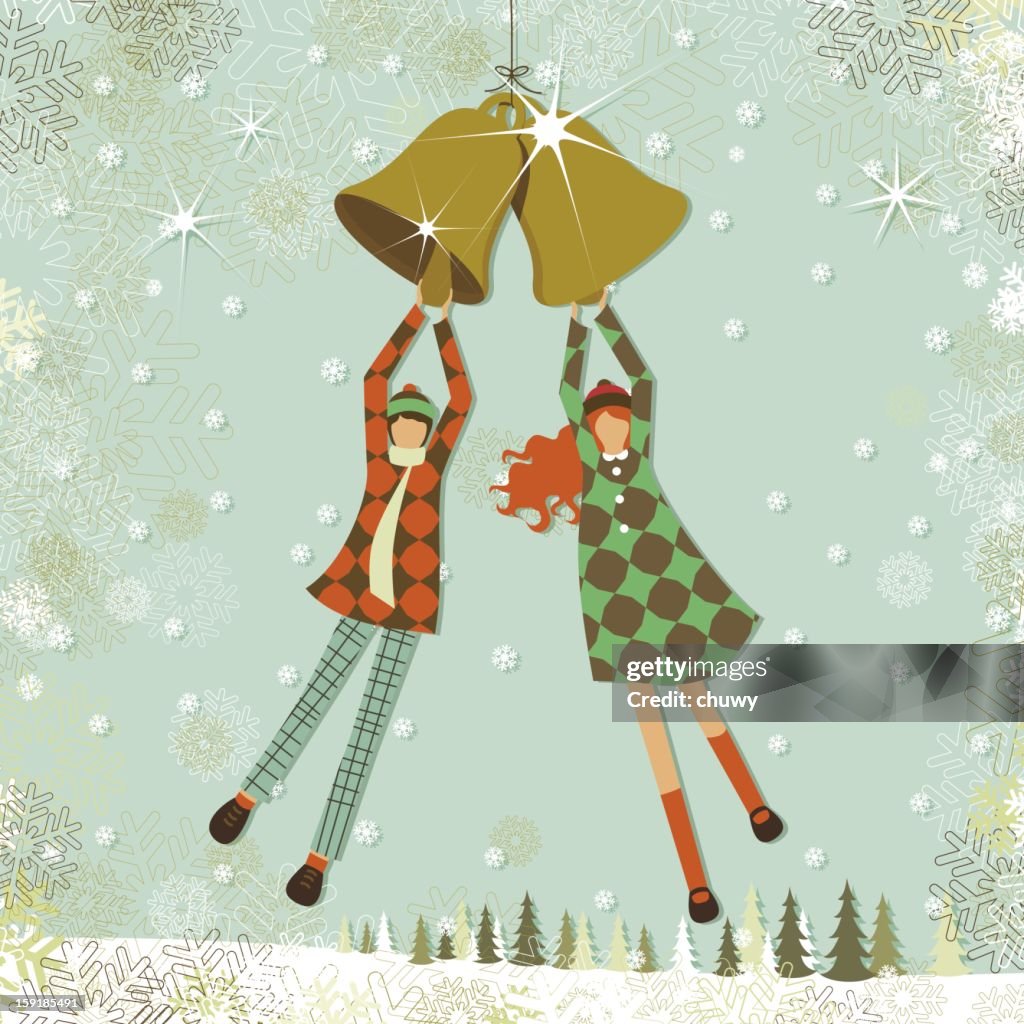 Children and christmas bells