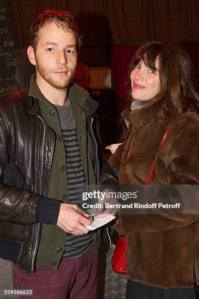 Actors Malik Zidi and Judith Davis attend the 'Menelas rebetiko rapsodie' premiere at Le Grand Parquet on January 9, 2013 in Paris, France.