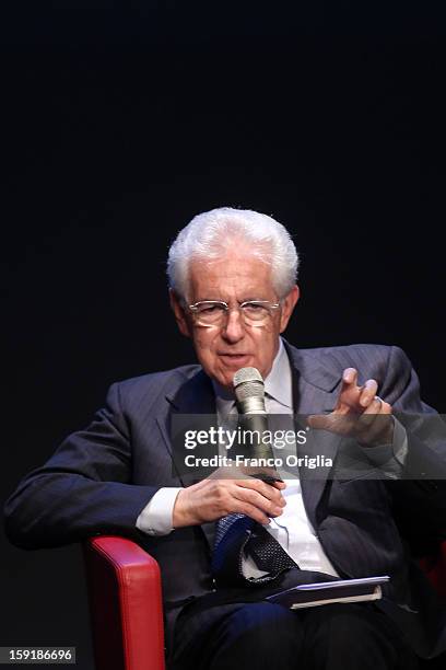 Mario Monti presents his book 'On Democracy in Europe,' written in collaboration with French Member of the European Parliament Sylvie Goulard, at...