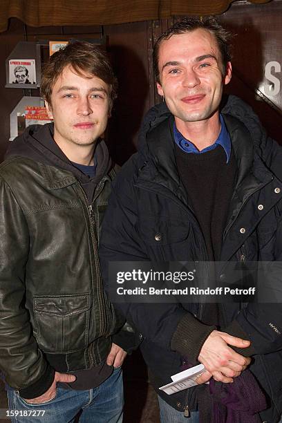 Actors Vincent Rottiers and Robinson Stevenin attend the 'Menelas rebetiko rapsodie' premiere at Le Grand Parquet on January 9, 2013 in Paris, France.