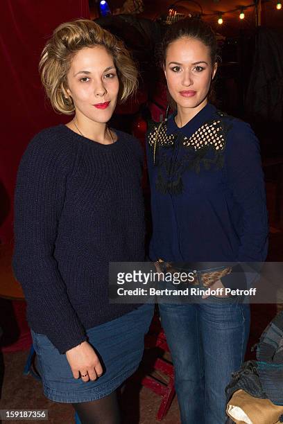 Actresses Alice David and Alysson Paradis attend the 'Menelas rebetiko rapsodie' premiere at Le Grand Parquet on January 9, 2013 in Paris, France.