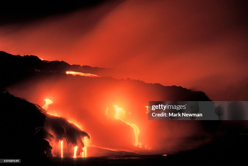 Lava flowing into ocean